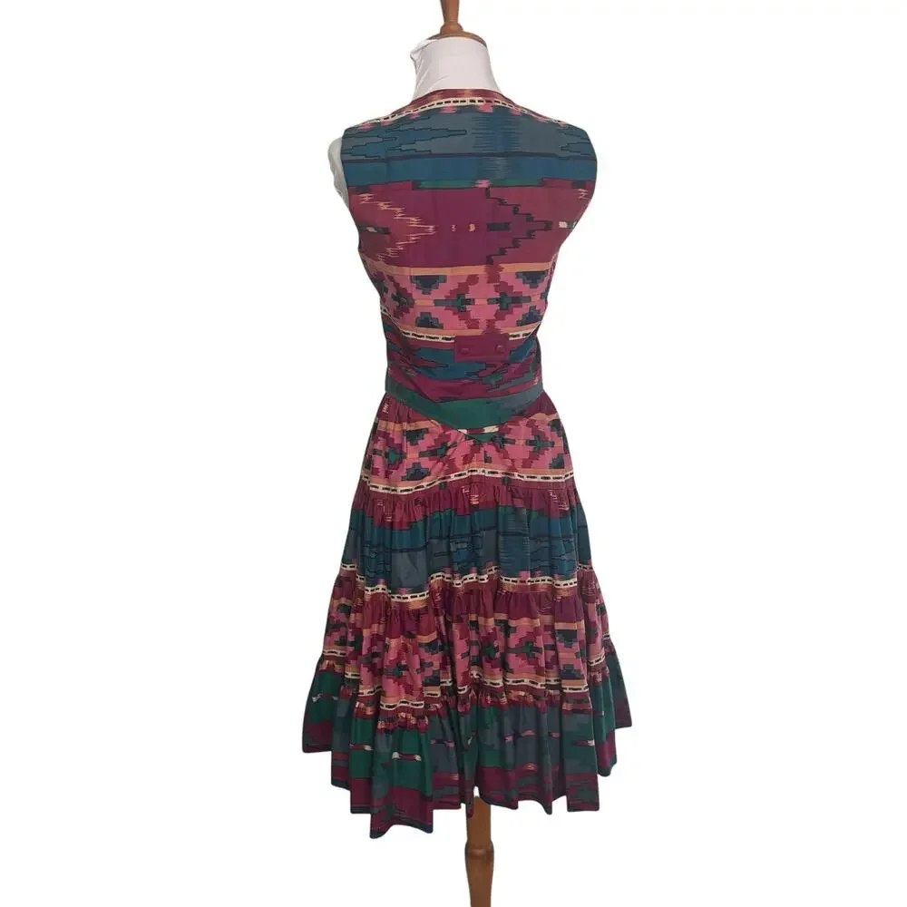 Vintage 80s Southwestern Square Dance Set XXS Boho Western Skirt Vest - Picture 4 of 7